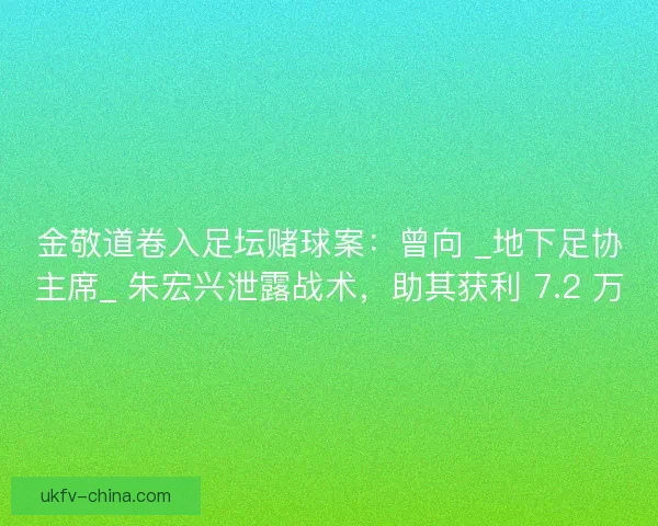 金敬道卷入足坛赌球案：曾向 _地下足协主席_ 朱宏兴泄露战术，助其获利 7.2 万