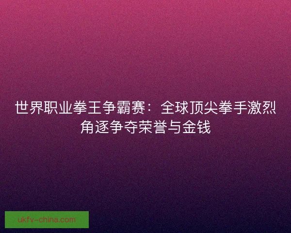 世界职业拳王争霸赛：全球顶尖拳手激烈角逐争夺荣誉与金钱